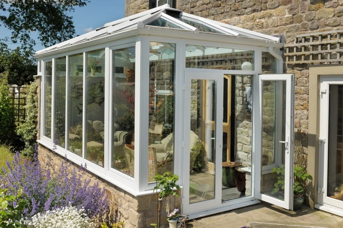 Rectangular glass roof conservatory