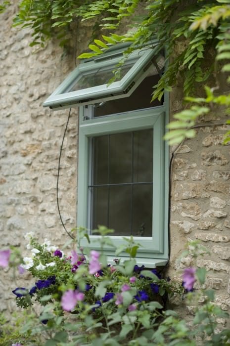 green casement upvc window