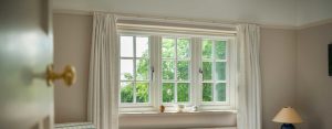 Internal view of a Georgian style window in a bedroom 